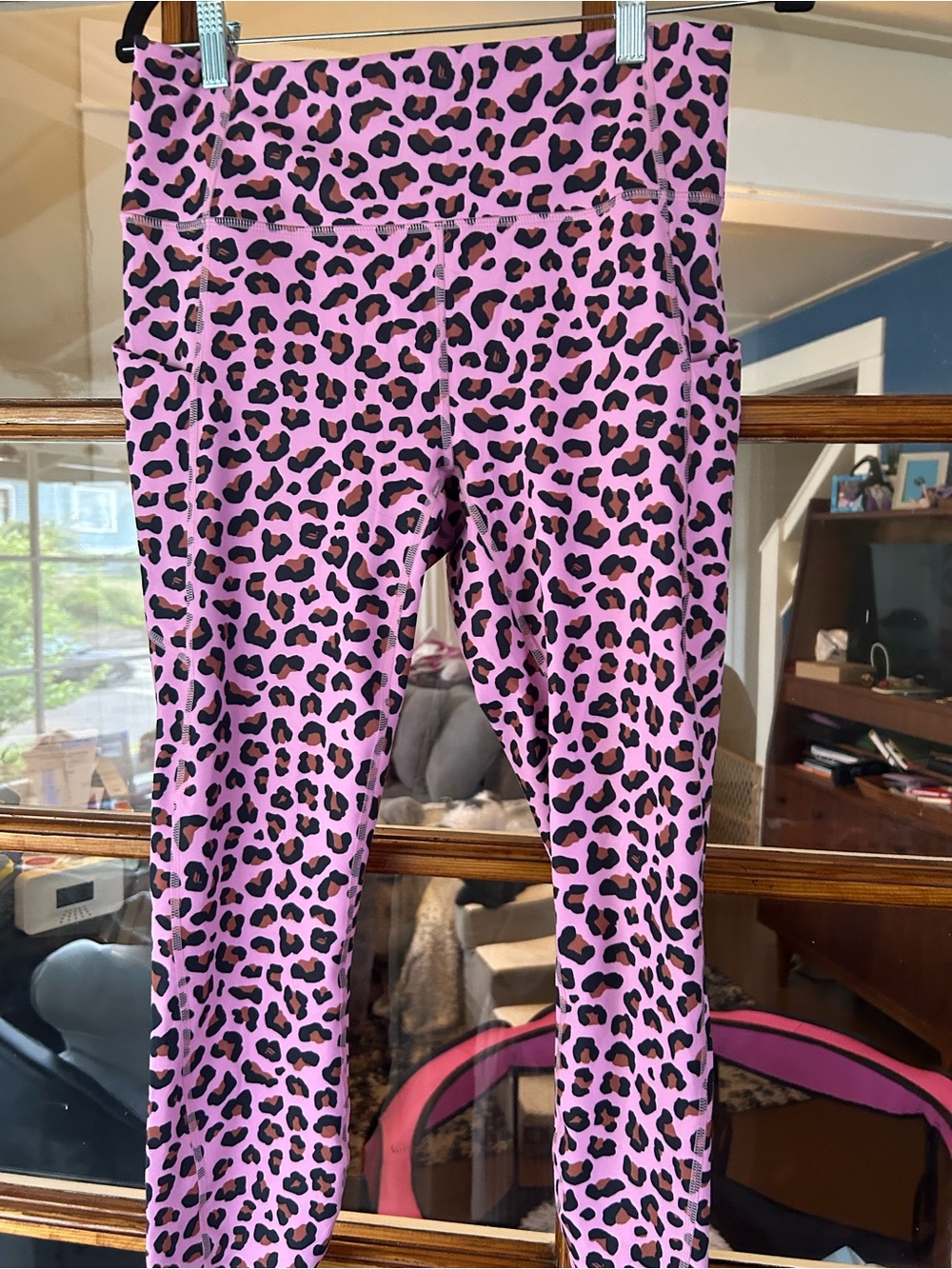 Fabletics Pink Leopard Print High-Waist Capri Leggings